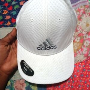 Adidas Brand Zags Il A-flex Fit Cap/Hat White & Grey /Medium